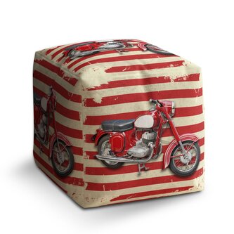 Taburet Cube Jawa panelka Pruhy: 40x40x40 cm