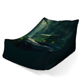 Dětský sedací vak Lounge Zelený autobus v lese: 80 x 95 x 50 cm