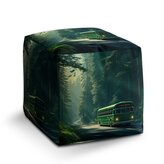 Taburet Cube Zelený autobus v lese: 40x40x40 cm