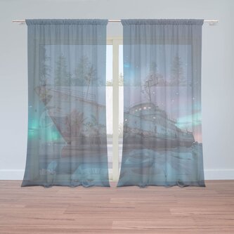 Záclony Vrak lodi při polární záři: 2ks 150x250cm Záclony Vrak lodi při polární záři: 2ks 150x250cm