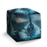 Taburet Cube Válečná loď prorážející oceán: 40x40x40 cm