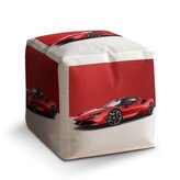 Taburet Cube Ferrari na červenobílé: 40x40x40 cm