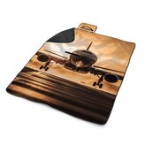 Plážová deka Letadlo přistávající při západu slunce: 200x140 cm