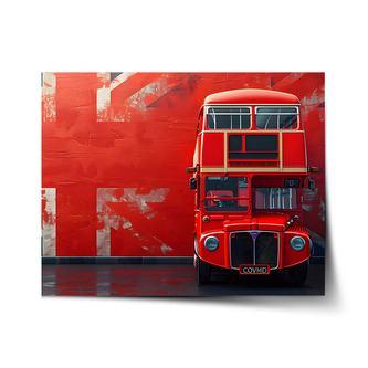 Plakát Červený patrový autobus Vlajka: 60x40 cm