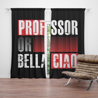 Závěs La Casa de Papel Professor or Bella Ciao motiv 3: 2ks 140x250cm Závěs La Casa de Papel Professor or Bella Ciao motiv 3: 2ks 140x250cm