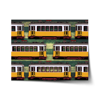 Plakát Lisabonské historické tramvaje Zelený Pattern: 60x40 cm