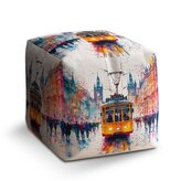 Taburet Cube Žlutá tramvaj Paint: 40x40x40 cm