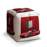 Taburet Cube Ferrari Italská vlajka na červeném bloku: 40x40x40 cm
