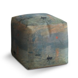 Taburet Cube Imprese, východ slunce - Claude Monet: 40x40x40 cm