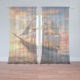 Záclony Plachetnice ve vlnách při východu slunce: 2ks 150x250cm