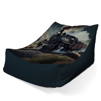 Dětský sedací vak Lounge Parní lokomotiva v horách: 80 x 95 x 50 cm