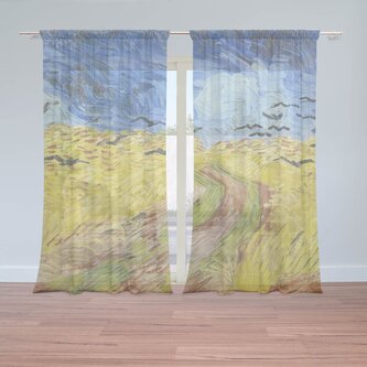 Záclony Pšeničné pole s vránami - Vincent van Gogh: 2ks 150x250cm