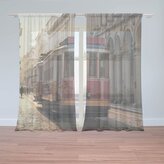 Záclony Historická červená tramvaj: 2ks 150x250cm