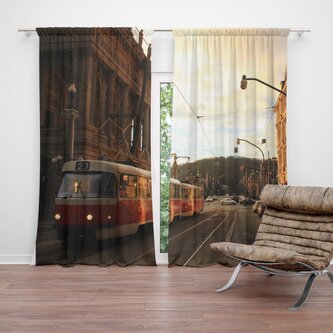 Závěs Tramvaj v historickém městě: 2ks 140x250cm Závěs Tramvaj v historickém městě: 2ks 140x250cm