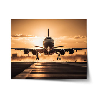 Plakát Letadlo přistávající při západu slunce: 60x40 cm