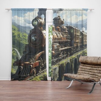 Závěs Parní lokomotiva na viaduktu: 2ks 140x250cm Závěs Parní lokomotiva na viaduktu: 2ks 140x250cm