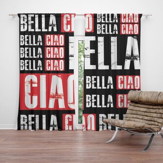 Závěs La Casa de Papel Professor or Bella Ciao motiv 2: 2ks 140x250cm Závěs La Casa de Papel Professor or Bella Ciao motiv 2: 2ks 140x250cm