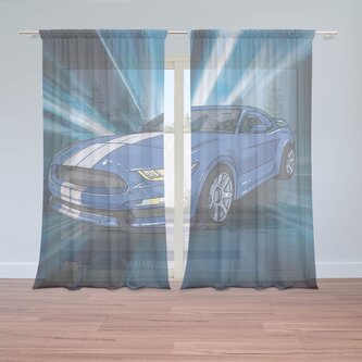 Záclony Mustang Modré pozadí: 2ks 150x250cm Záclony Mustang Modré pozadí: 2ks 150x250cm