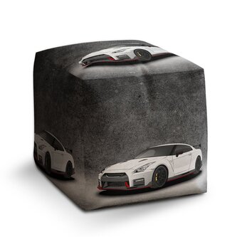 Taburet Cube Nissan GTR 35 Šedý: 40x40x40 cm