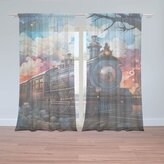 Záclony Parní lokomotiva v kouzelné krajině: 2ks 150x250cm