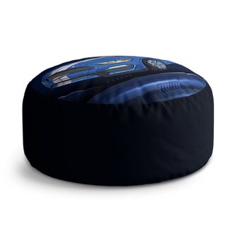 Taburet Circle Mustang Modré pozadí s pruhy: 38x48 cm