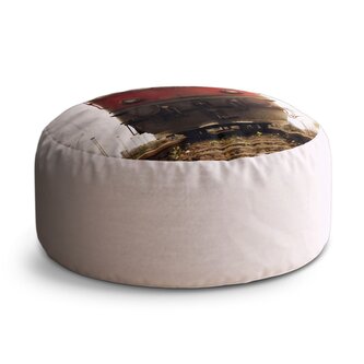 Taburet Circle Červený vlak na kolejích: 38x48 cm