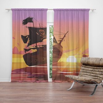 Závěs Pirátská loď při západu slunce: 2ks 140x250cm Závěs Pirátská loď při západu slunce: 2ks 140x250cm