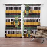 Závěs Lisabonské historické tramvaje Zelený Pattern: 2ks 140x250cm