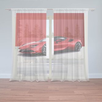 Záclony Ferrari na červenobílé: 2ks 150x250cm Záclony Ferrari na červenobílé: 2ks 150x250cm