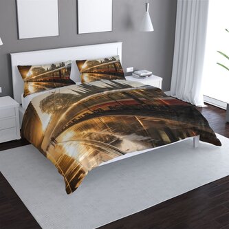 Povlečení Vlak na nádraží při východu slunce: 140x200 / 90x70 Povlečení Vlak na nádraží při východu slunce: 140x200 / 90x70