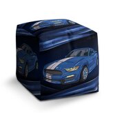 Taburet Cube Mustang Modré pozadí s pruhy: 40x40x40 cm