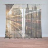 Záclony Vlak na nádraží při východu slunce: 2ks 150x250cm