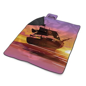 Plážová deka Pirátská loď při západu slunce: 200x140 cm