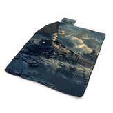 Plážová deka Parní lokomotiva v zasněženém městě: 200x140 cm