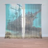 Záclony Vrak dřevěné lodi na dně moře: 2ks 150x250cm