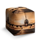 Taburet Cube Letadlo přistávající při západu slunce: 40x40x40 cm