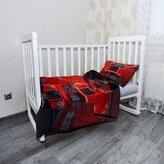 Dětské povlečení do postýlky Červený patrový autobus Vlajka: 120x90 / 40x60