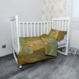 Dětské povlečení do postýlky Polibek - Gustav Klimt: 130x90 / 40x60 Dětské povlečení do postýlky Polibek - Gustav Klimt: 130x90 / 40x60