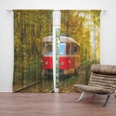 Závěs Červená tramvaj v lese: 2ks 140x250cm