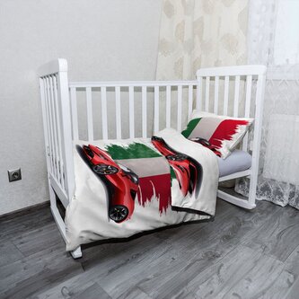 Dětské povlečení do postýlky Ferrari Italská vlajka: 120x90 / 40x60 Dětské povlečení do postýlky Ferrari Italská vlajka: 120x90 / 40x60