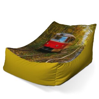 Dětský sedací vak Lounge Červená tramvaj v lese: 80 x 95 x 50 cm