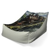 Dětský sedací vak Lounge Parní lokomotiva na viaduktu: 80 x 95 x 50 cm