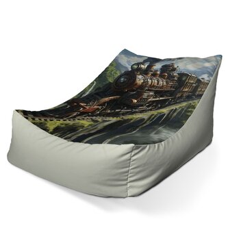 Dětský sedací vak Lounge Parní lokomotiva na viaduktu: 80 x 95 x 50 cm
