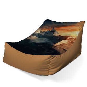 Dětský sedací vak Lounge Válečná loď v rozbouřených vodách: 80 x 95 x 50 cm