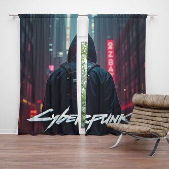 Závěs Cyberpunk 2077 Pohled do města: 2ks 140x250cm