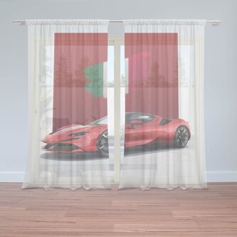 Záclony Ferrari Italská vlajka na červeném bloku: 2ks 150x250cm Záclony Ferrari Italská vlajka na červeném bloku: 2ks 150x250cm
