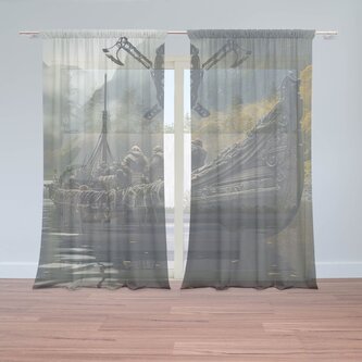Záclony Vikingové Loď: 2ks 150x250cm Záclony Vikingové Loď: 2ks 150x250cm