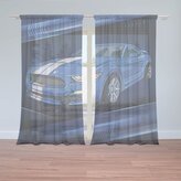 Záclony Mustang Modré pozadí s pruhy: 2ks 150x250cm