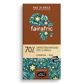 Fairafric Bio hořká čokoláda se skořicí a vanilkou, vyrobená v Ghaně, 80 g