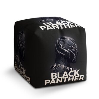 Taburet Cube BLACK PANTHER z profilu Černý: 40x40x40 cm